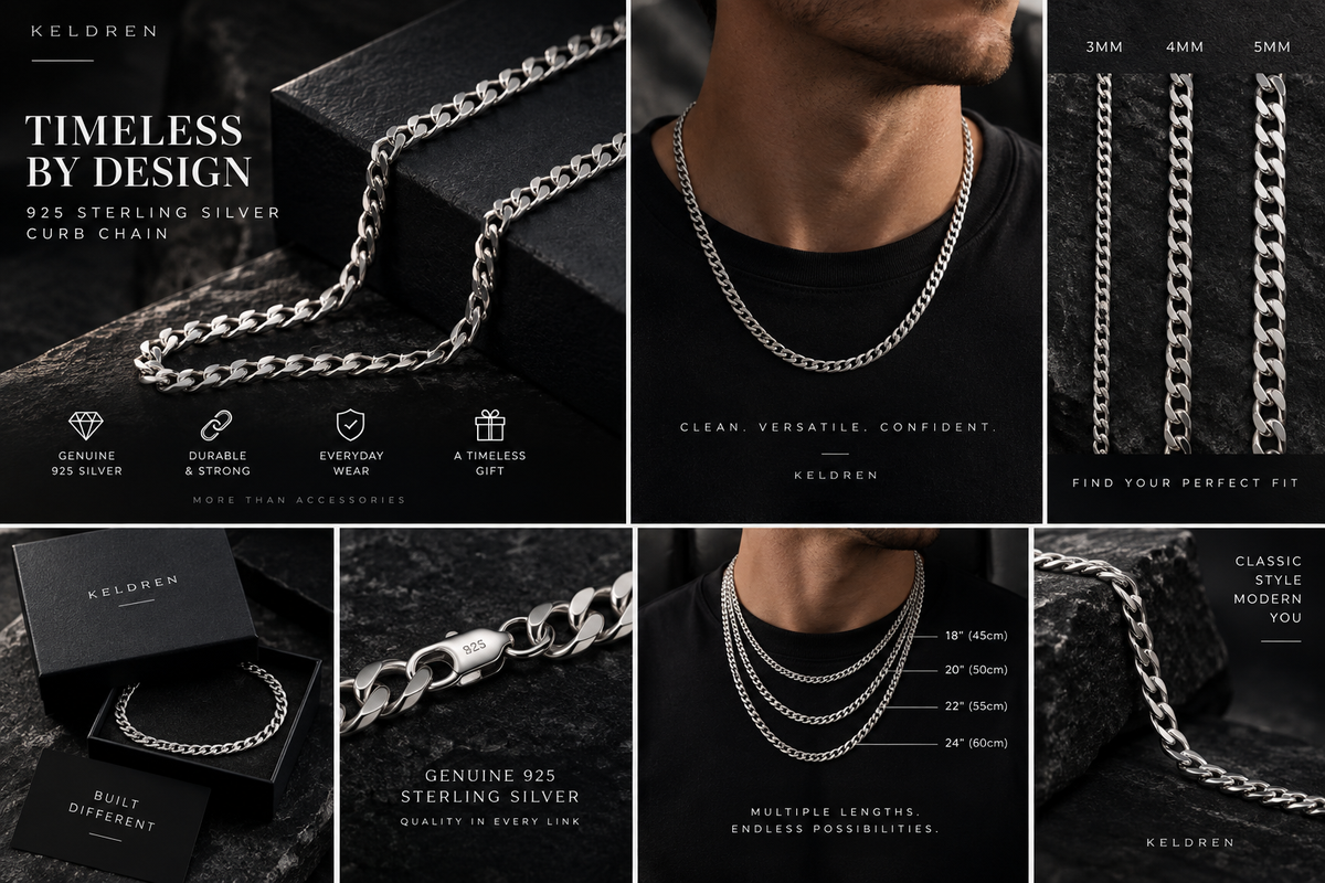 KELDREN Sterling Silver Curb Chain