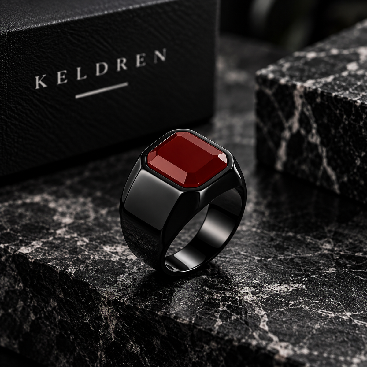 KELDREN Obsidian Signet Ring