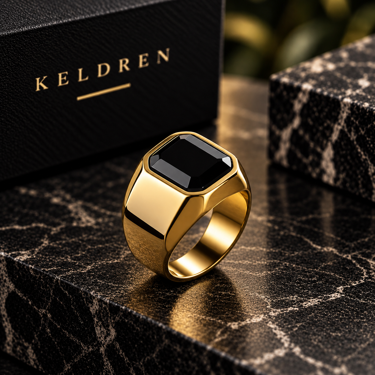 KELDREN Obsidian Signet Ring