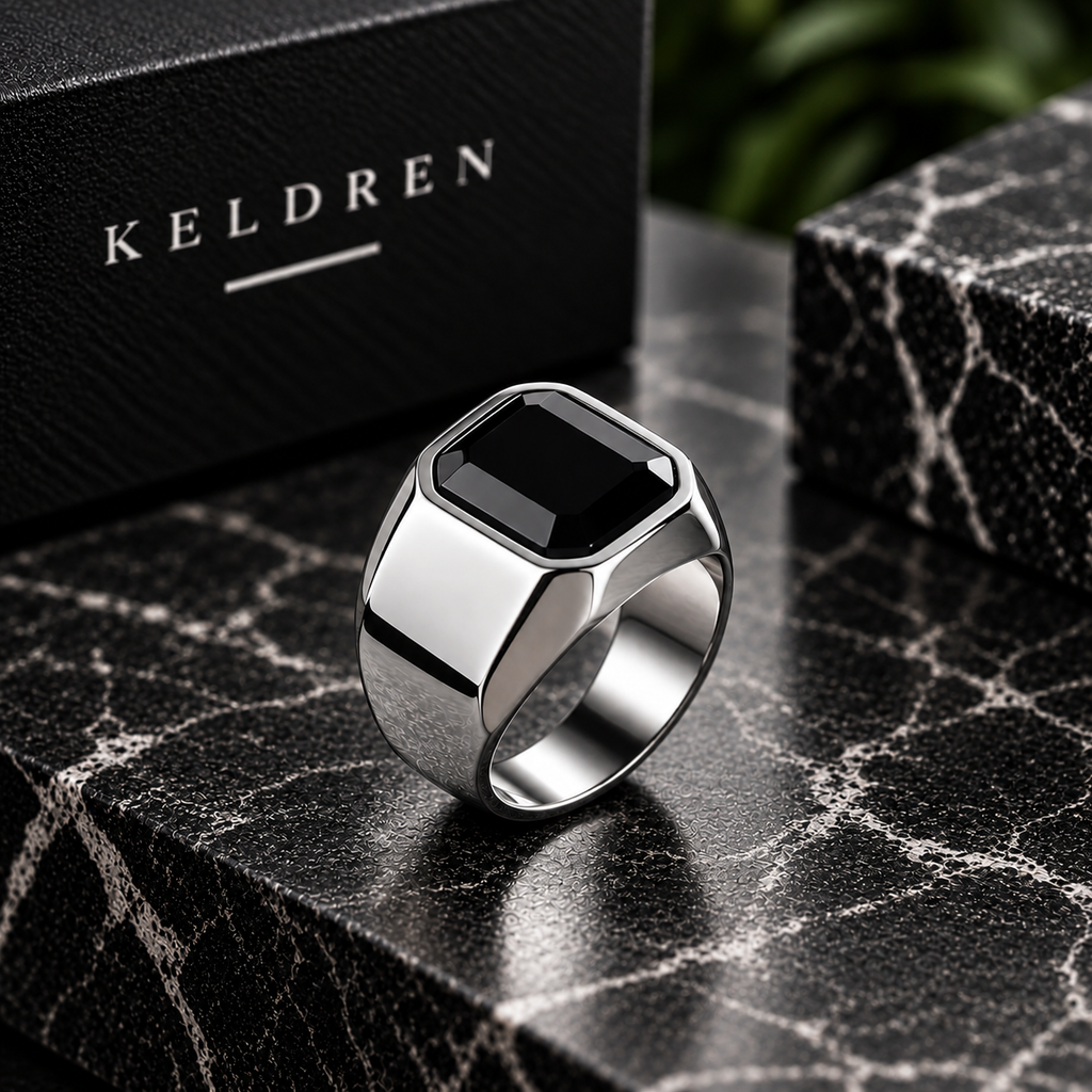 KELDREN Obsidian Signet Ring